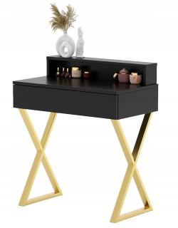 Toaletka / konsola "LENA PLUS" czarna mat 75cm, złoty X