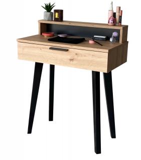 Toaletka / konsola "LENA PLUS" dąb artisan 75cm, bukowe czarne nóżki
