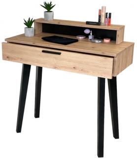 Toaletka / konsola "LENA PLUS" dąb artisan 90cm, bukowe czarne nóżki