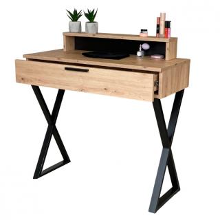 Toaletka / konsola "LENA PLUS" dąb artisan 90cm, czarne X