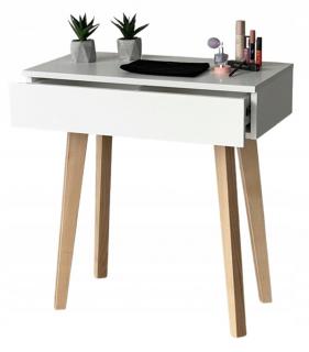 Toaletka / konsola "VOGA" biała mat 75cm, bukowe nóżki