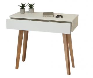 Toaletka / konsola "VOGA" biała mat 90cm, bukowe nóżki