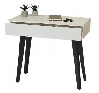 Toaletka / konsola "VOGA" biała mat 90cm, czarne nóżki