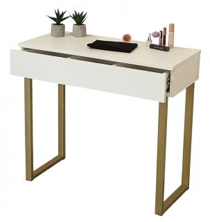 Toaletka / konsola "VOGA" biała mat 90cm, złote U
