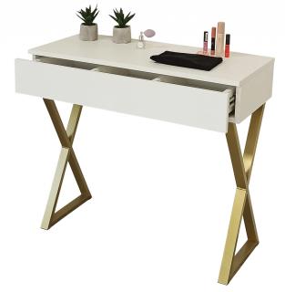 Toaletka / konsola "VOGA" biała mat 90cm, złoty X