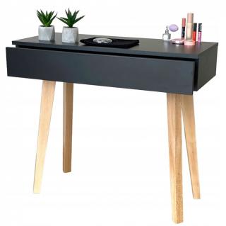 Toaletka / konsola "VOGA" czarny mat 90cm, bukowe nóżki