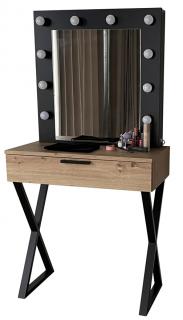 Toaletka z lustrem "LENA ART BLACK " dąb artisan + czarny, 75cm, czarny X