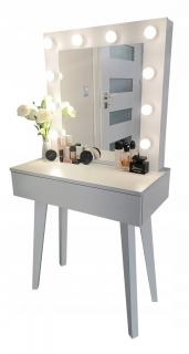 Toaletka z lustrem "LENA WHITE "mat, 75cm, białe nóżki