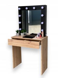 Toaletka z lustrem "MILA " dąb artisan + czarny, 75cm