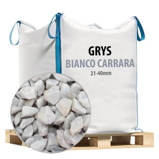 Grys Ozdobny  Bianco Carrara 21-40mm - Big Bag Biało Szary Grys Ozdobny do Ogrodu Bianco Carrera 21-40mm