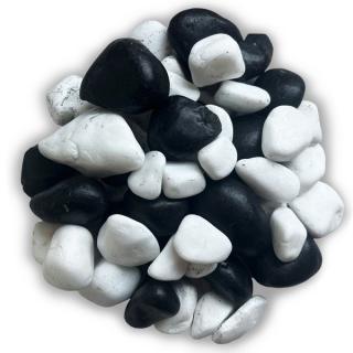 Kamienie Otoczaki Biało Czarne MIX 3-6 cm Mix Kamienia Thassos I Otoczaka Czarnego Polerowanego