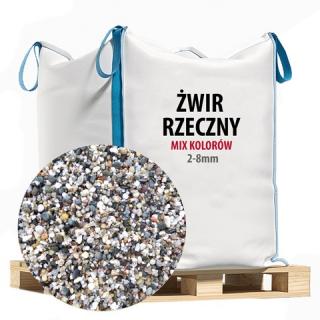 Kamienie Rzeczne Ogrodowe  2-8 mm - Big Bag Żwir rzeczny Mix kolorów 2-8 mm