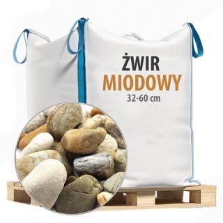 Żwir Ogrodowy Miodowy 32-60 mm - Big Bag Żwir Ozdobny Miodowy w Wygodnym Worku Big Bag