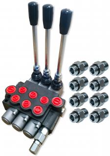 AG ROZDZIELACZ HYDRAULICZNY 3 SEKCYJNY 80L +PRZYŁĄCZA