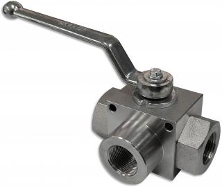 MOCNY ZAWÓR HYDRAULICZNY RĘCZNY KULOWY 3 DROGOWY 3/4 100L