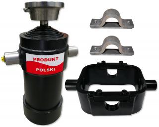SIŁOWNIK HYDRAULICZNY CYLINDER WYWROTU SKOK 1250 mm 12T + KOŁYSKA + MOCOWANIA FI 40