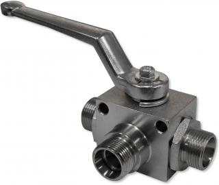 ZAWÓR HYDRAULICZNY RĘCZNY KULOWY 3 DROGOWY M22x1,5 60L