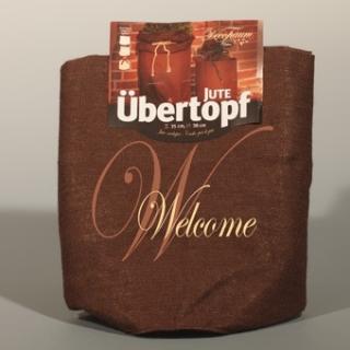 Donica z juty Welcome, brązowa, W:35 x O38 cm