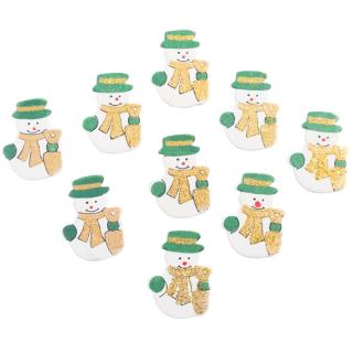 Konfetti Bałwanki, biało-zielone, H:4 cm, 12 sztuk