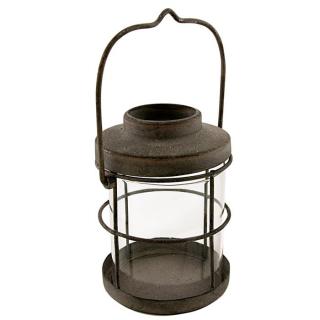 Latarnia metalowa mini -Indra-  W:12cm, średn. 8 cm, kolor szary antyk