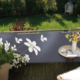 Osłona balkonowa z nadrukiem KWIAT, antracyt W:90 x D:300 cm