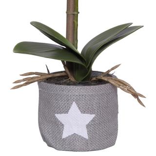 Osłona jutowa na doniczki szara "Gwiazda biała" W:22,5 x Ś:27,5 cm