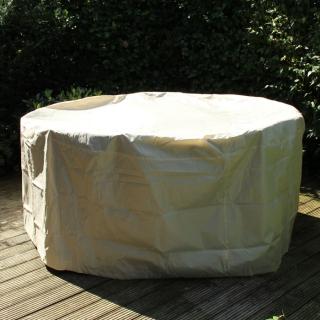 Pokrowiec na stół okrągły z krzesłami, beżowy, śred.120 x wys. 80 cm