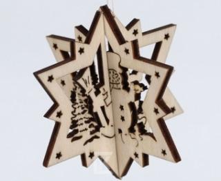 Zawieszka 3-D Gwiazda -Bałwan, Wys.6 x  6 cm
