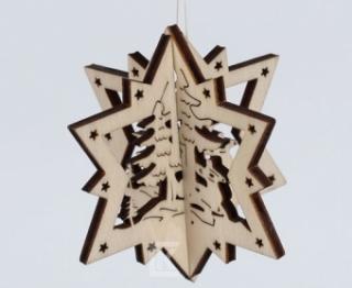 Zawieszka 3-D Gwiazda -Jeleń, Wys.6 x  6 cm
