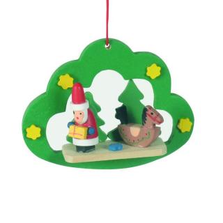 Zawieszka -Choinka i Święty Mikołaj, 7,5 x 7,5 cm, zielona