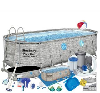 Basen stelażowy kamień z oknami 549 x 274 x 122 cm BESTWAY nr kat 56716 K - 19w1