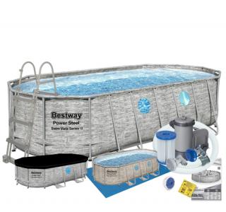 Basen stelażowy kamień z oknami 549 x 274 x 122 cm BESTWAY nr kat 56716 K - 9w1