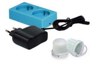 Zestaw 2 modułów świecących wraz z ładowarką firmy KOKIDO LUMI Charger Kit.