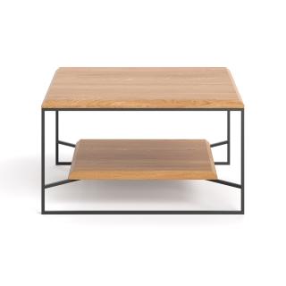 Ława kwadratowa Mesa z półką Outlet - Buk, 80 x 80 cm, Lakier matowy