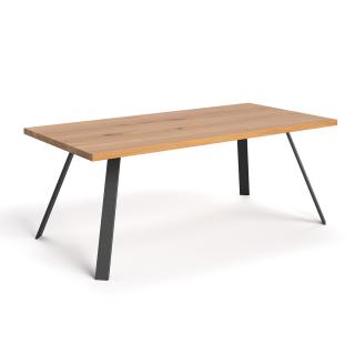 Stół Lige z naturalnego drewna Outlet - Dąb, 120x80 cm, Lakier matowy