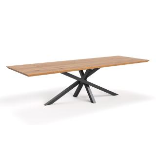 Stół rozkładany Slant z litego drewna 160x90 + 2x50 cm dąb lakier Outlet - Dąb, 160x90 cm, Dwie dostawki 50 cm, Lakier matowy