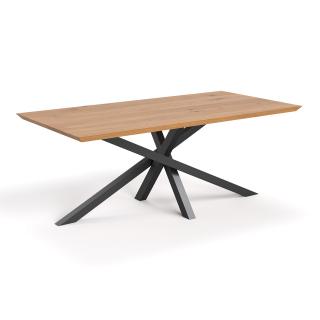 Stół Slant z litego drewna 140x90 dąb lakier Outlet - Dąb, 140x90 cm, Lakier matowy