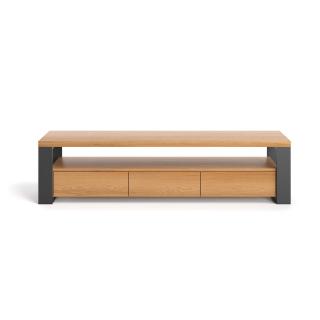 Szafka RTV Horizon drewniana 180 cm, dąb, lakier mat - Outlet - Dąb, 180 cm, Lakier matowy