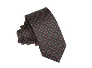 Granatowy w bordowe wzorki krawat KRZYSZTOF  7cm  KKRZ90K