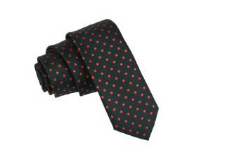Granatowy w czerwone kropki krawat KRZYSZTOF  6cm  KKRZ81K