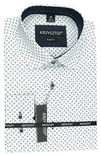 KRZYSZTOF koszula biała M 39-40 176/182 dł. WZ458M SLIM