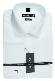 KRZYSZTOF koszula biała na spinki SLIM XXL 45-46 170/176 WZ508K