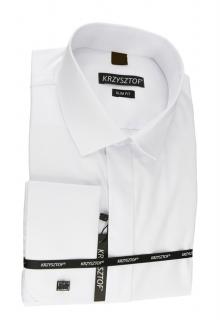 KRZYSZTOF koszula biała na spinki XXL 45-46 176/182 dł. Slim Fit WZ500m