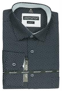 KRZYSZTOF koszula czarna M 39-40 176/182 dł. WZ463M SLIM