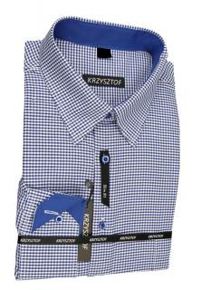 KRZYSZTOF koszula granatowo-biała XL 43-44 176/182 dł. WZ239K_SLIM FIT