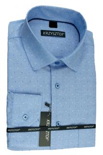 KRZYSZTOF koszula niebieska M 39-40 176/182 dł. Slim WZ433m