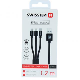 SWISSTEN tekstylny kabel do transmisji danych 3v1 1,2 m