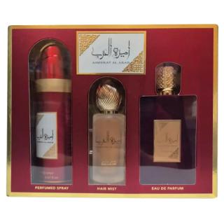 Zestaw Ameerat Al Arab Asdaaf Set perfumy, mgiełka do włosów i doezodorant