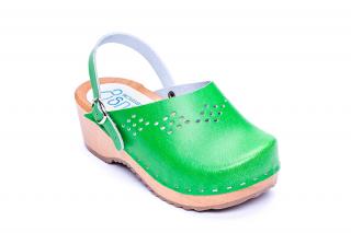 Chodaki wyprofilowane o wys 4.5 cm, skóra jasny zieleń