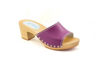 klapki na obcasie skóra WRZOS, wys obcasa 7.5 cm